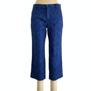 Banana Republic Blue Leopard Cropped Straight Pant Sz 8